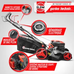 Tondeuse Thermique Autotractée 144.3cc - 46cm Avec Démarrage électrique -mulchin -Outils De Jardin 63c13674a626f1.70735366