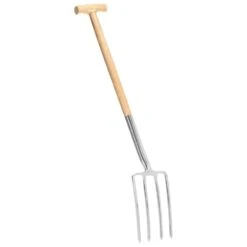 VIDAXL Fourche à Creuser De Jardin Poignée En T Inox Et Bois De Frêne -Outils De Jardin 6464c6306fd229.03955328