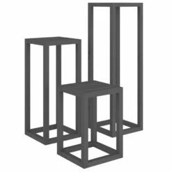 VIDAXL Ensemble De Supports Pour Plantes 3 Pcs Gris Bois De Pin Massif -Outils De Jardin 64798cc128d699.58663930