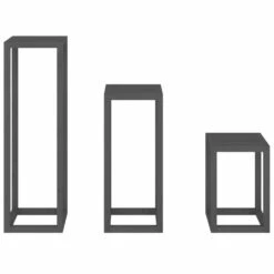 VIDAXL Ensemble De Supports Pour Plantes 3 Pcs Gris Bois De Pin Massif -Outils De Jardin 64798cc12c82a8.76329799