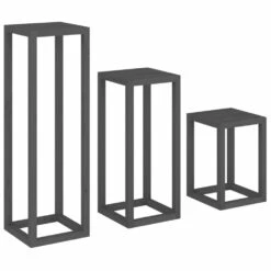 VIDAXL Ensemble De Supports Pour Plantes 3 Pcs Gris Bois De Pin Massif -Outils De Jardin 64798cc12fd955.94521332