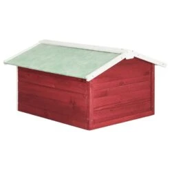 VIDAXL Garage De Tondeuse à Gazon 72x87x50 Cm Rouge Et Blanc Sapin -Outils De Jardin 6480d34c47c817.70496275
